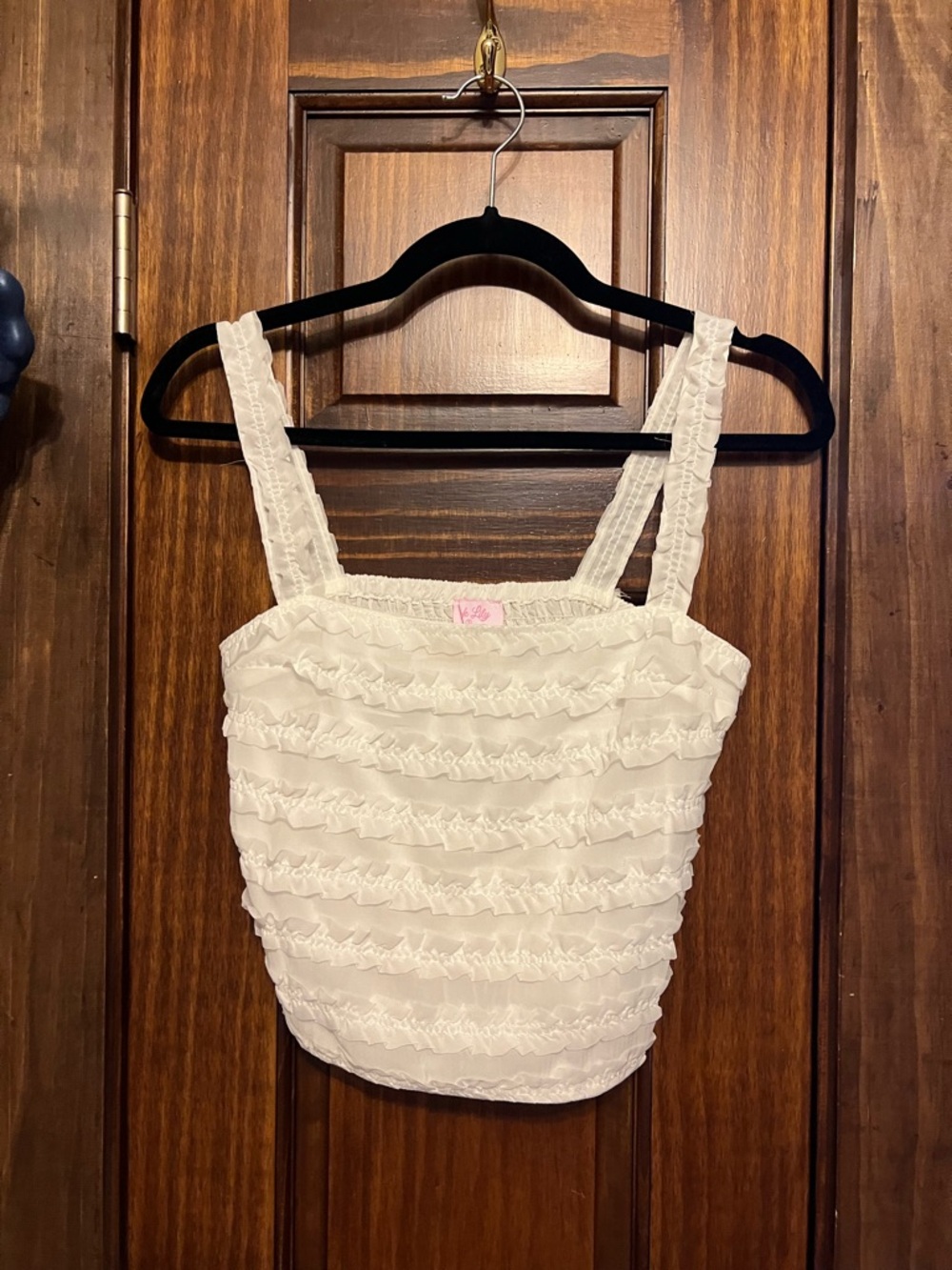 Pink Lily White Ruffle Tiered Tank